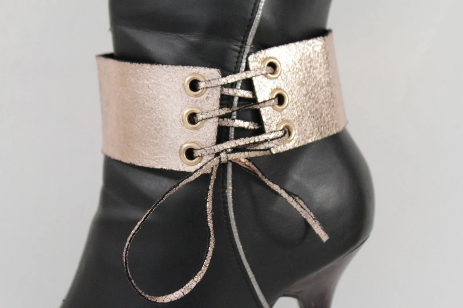 Fabric Corset Style Lace Up Boot Chain