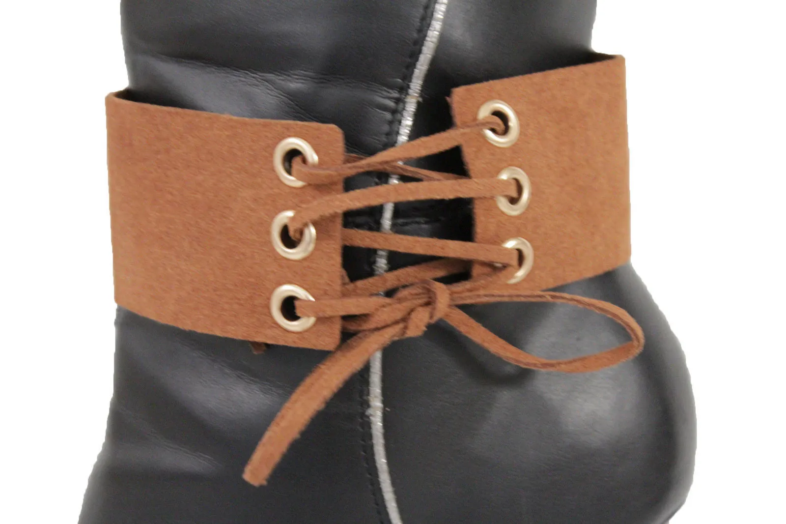 Fabric Corset Style Lace Up Boot Chain