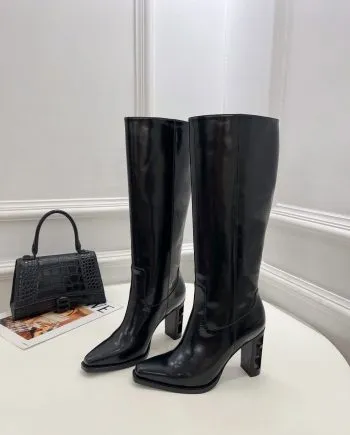 FD Cut High-Heeled Boots Black For Women