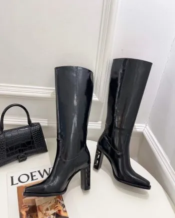 FD Cut High-Heeled Boots Black For Women