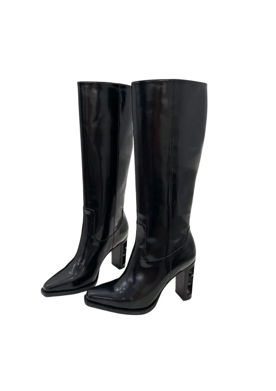 FD Cut High-Heeled Boots Black For Women