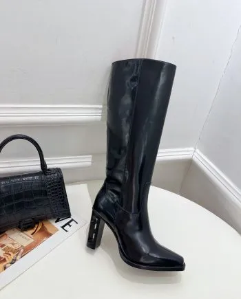 FD Cut High-Heeled Boots Black For Women