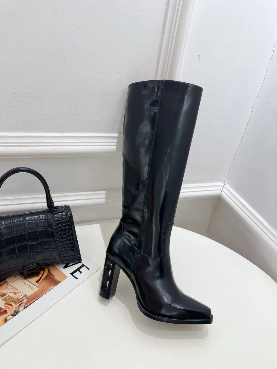 FD Cut High-Heeled Boots Black For Women