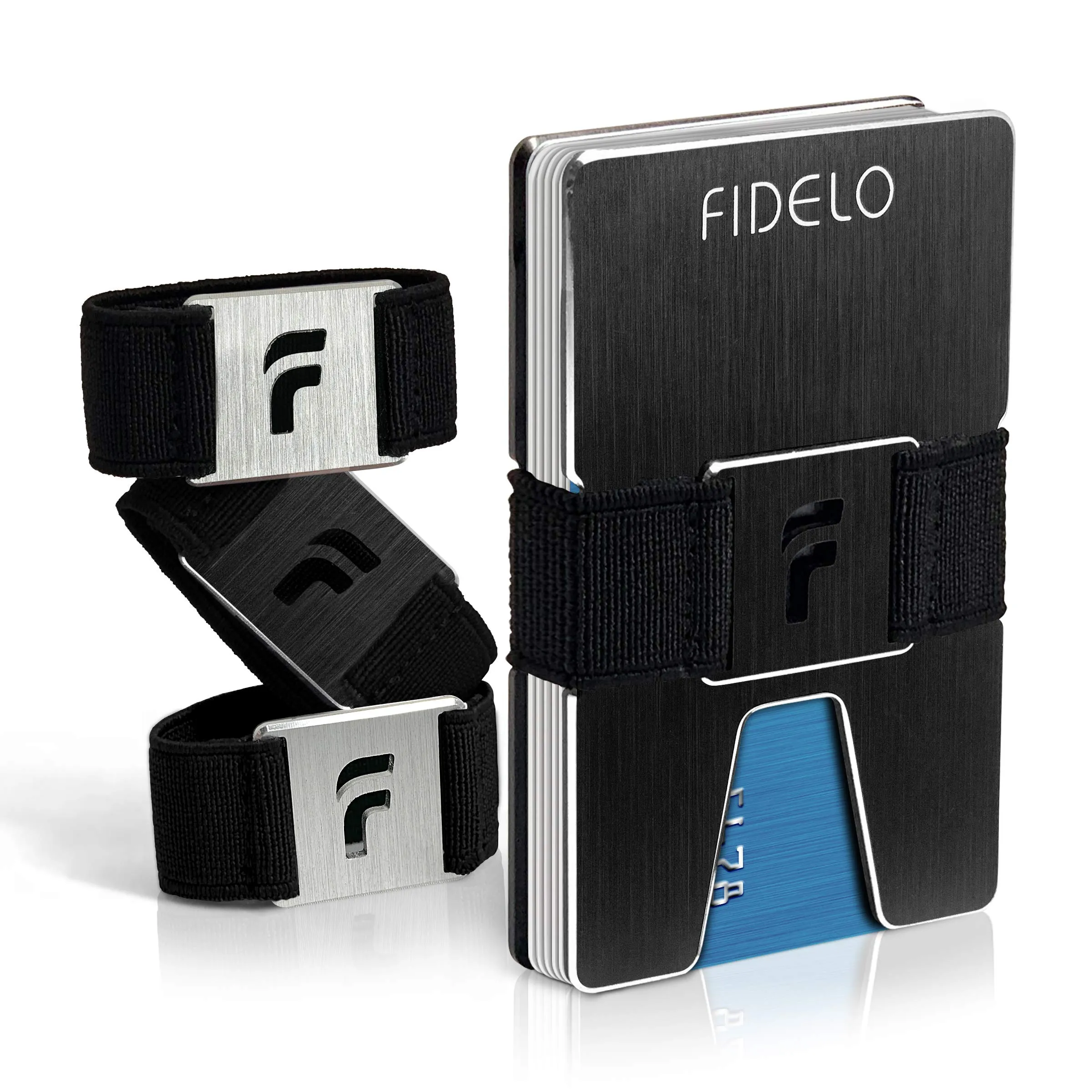 Fidelo Minimalist Wallet for Men  Slim Credit Card Holder Money Clip  RFID Blocking