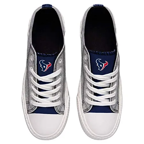 FOCO Houston Texans NFL Womens Glitter Low Top Canvas Shoes - 8