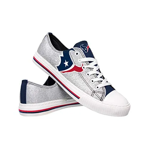 FOCO Houston Texans NFL Womens Glitter Low Top Canvas Shoes - 8