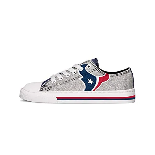 FOCO Houston Texans NFL Womens Glitter Low Top Canvas Shoes - 8