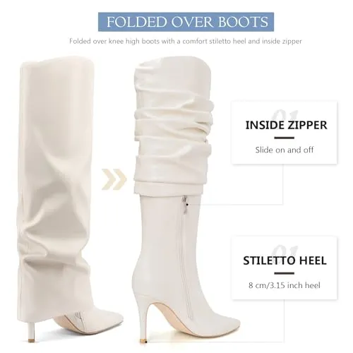 Fold Over Knee High Boots Shoes