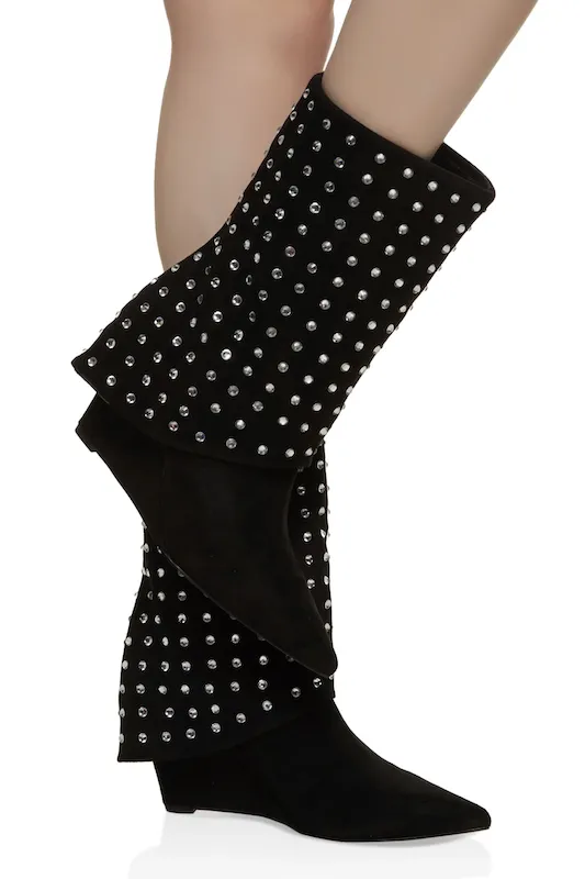 Fold Over Rhinestone Boot