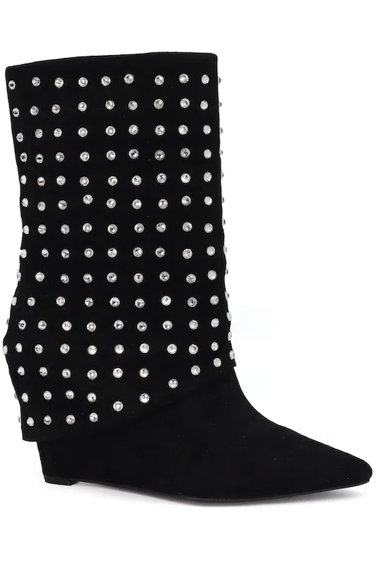 Fold Over Rhinestone Boot