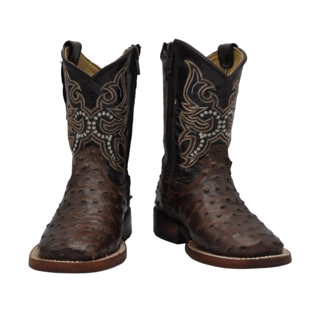 Gavel Kid's Bulldog Ostrich Brown Boot