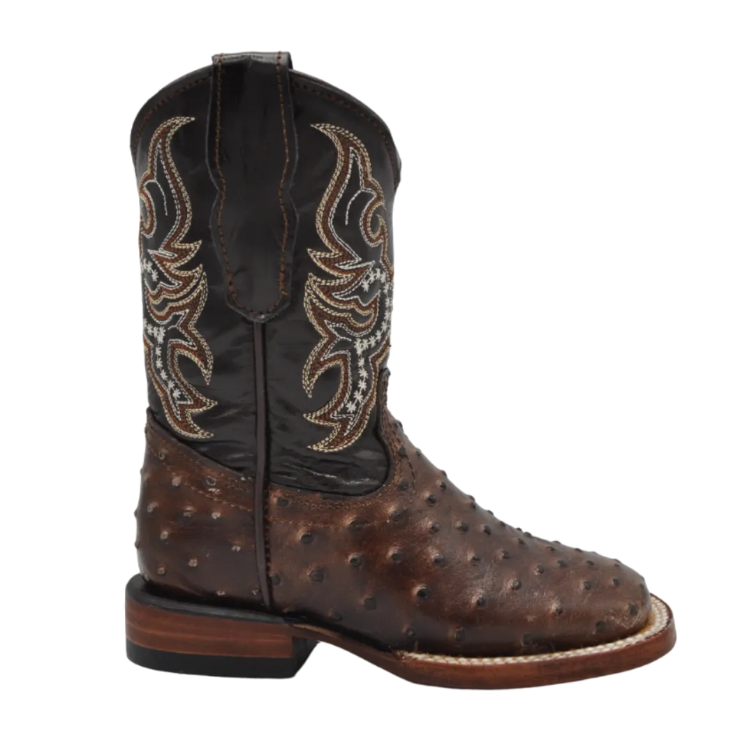 Gavel Kid's Bulldog Ostrich Brown Boot