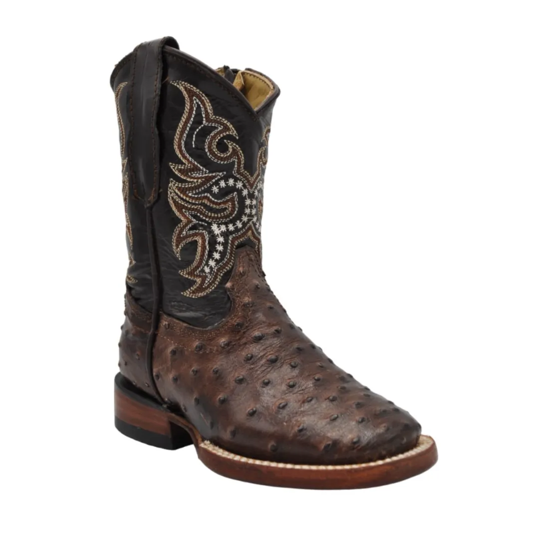 Gavel Kid's Bulldog Ostrich Brown Boot