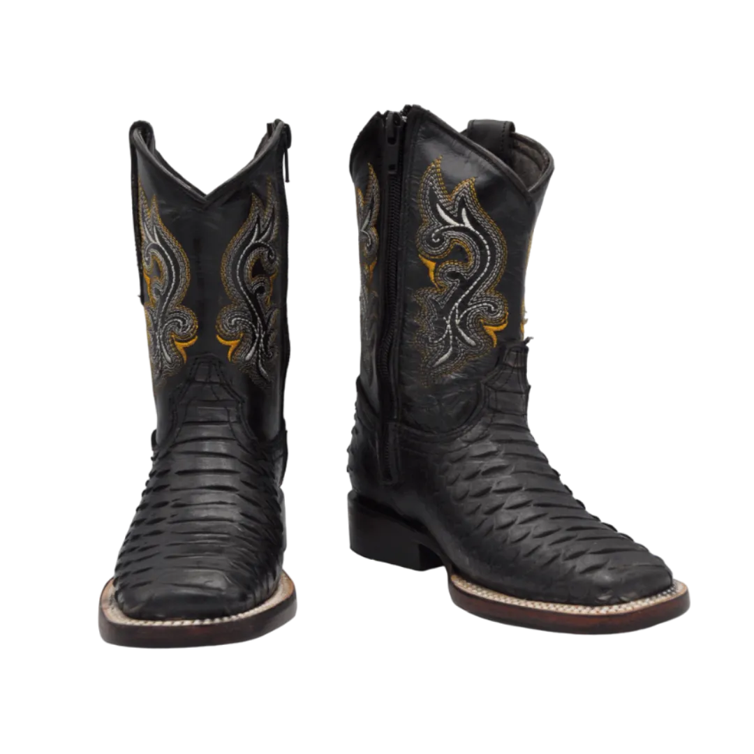 Gavel Kid's Bulldog Python Black Boot