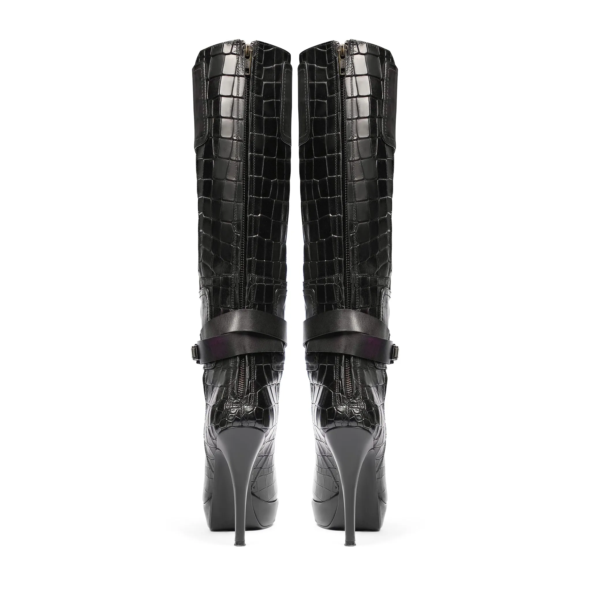 Gexo - Ladies Black Calf Leather Long Boot