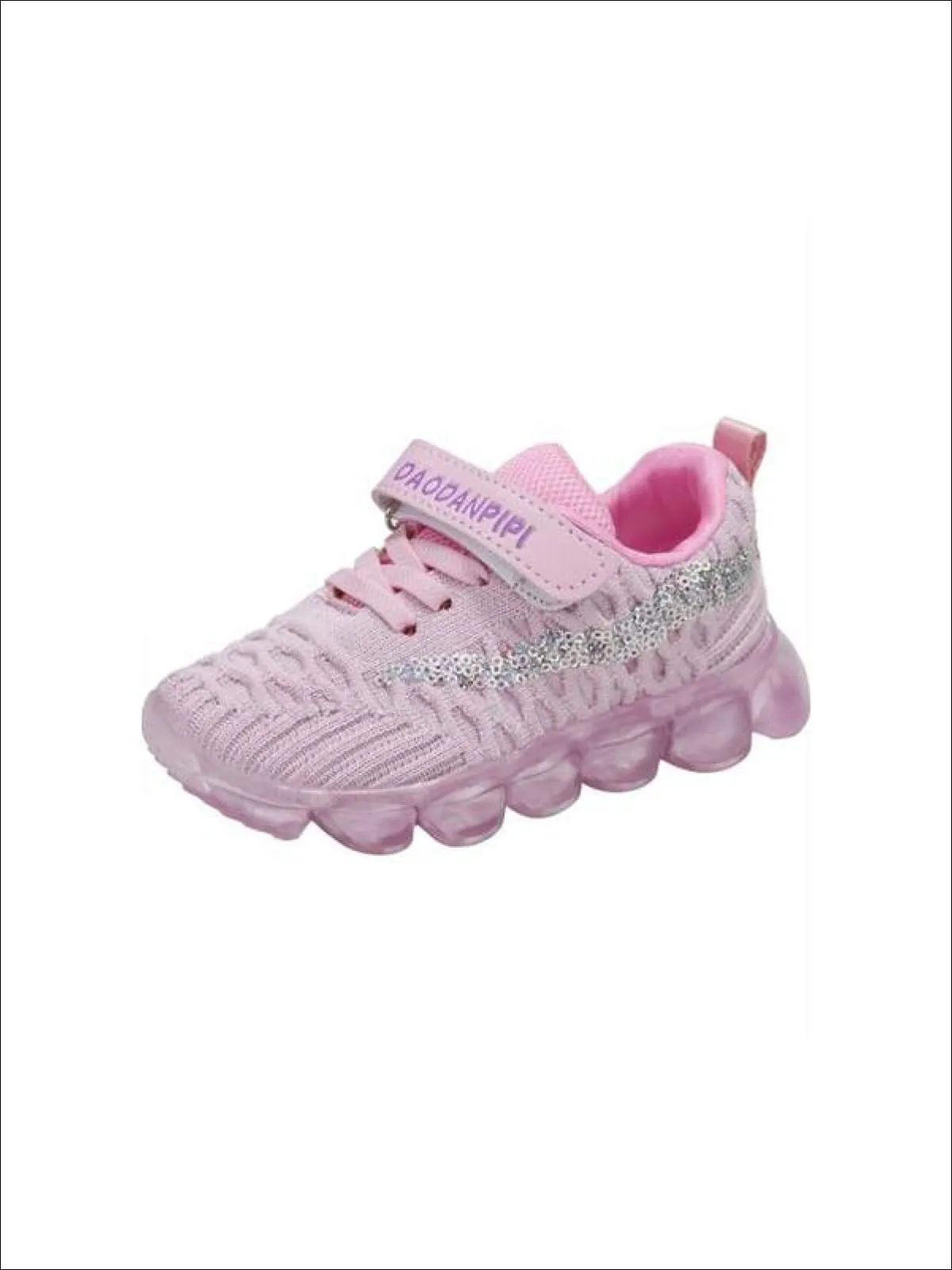 Girls Cute Sequin Trimmed Mesh Sneakers By Liv and Mia