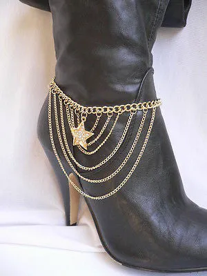 Gold Boot Chain Bracelet Western Shoe Ethnic Coin Charm