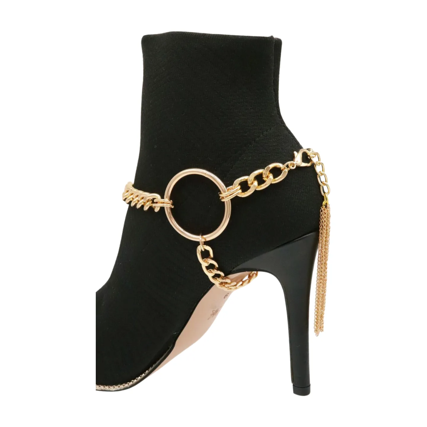 Gold Chain Boot Bracelet Shoe Circle Under Charm Tassel