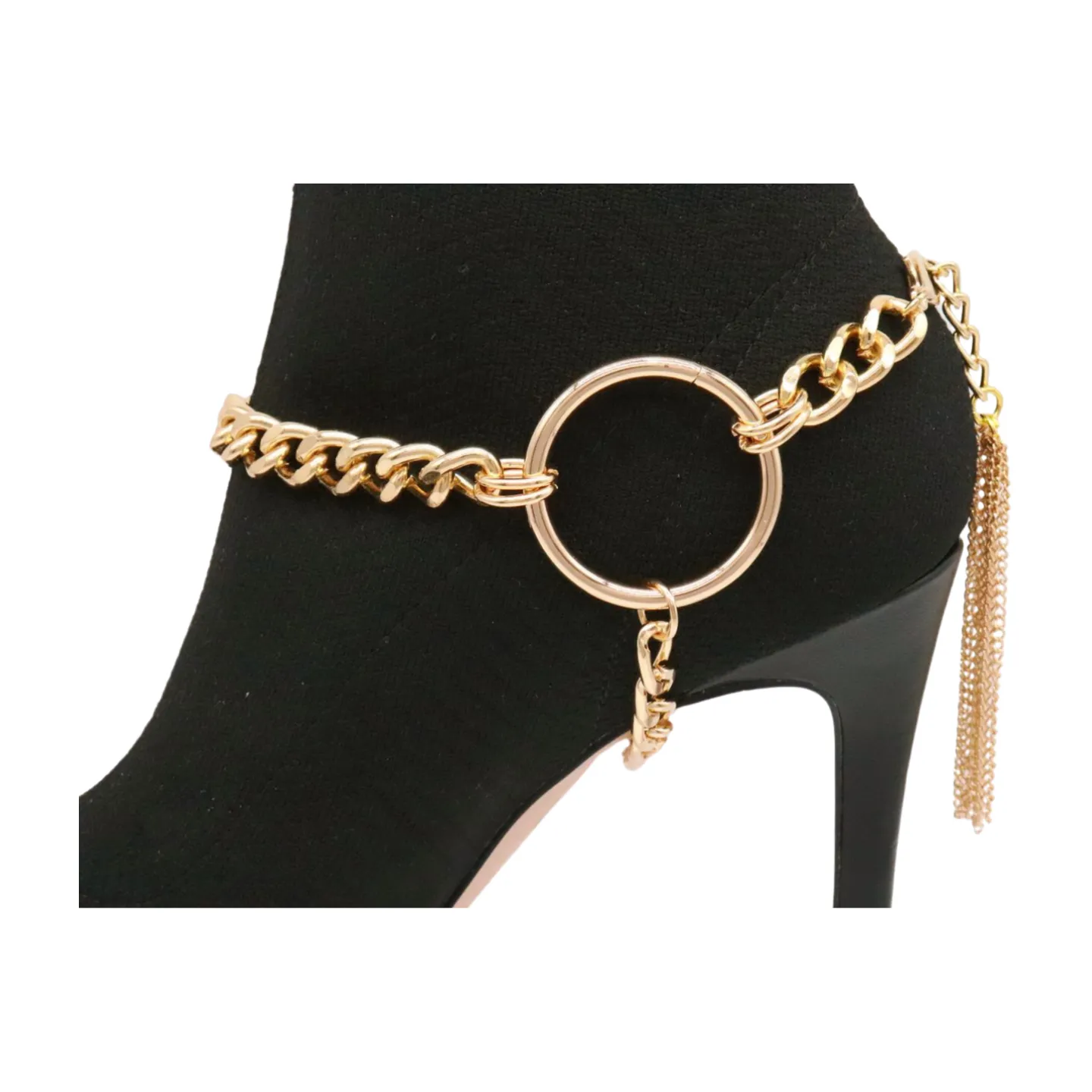 Gold Chain Boot Bracelet Shoe Circle Under Charm Tassel