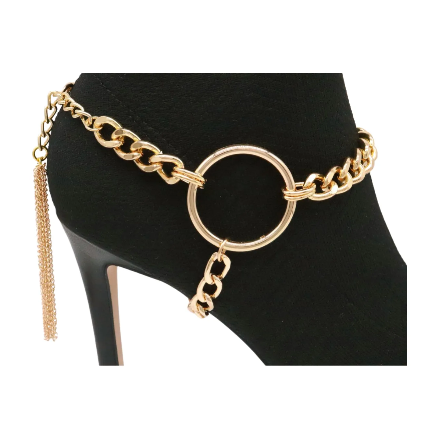 Gold Chain Boot Bracelet Shoe Circle Under Charm Tassel