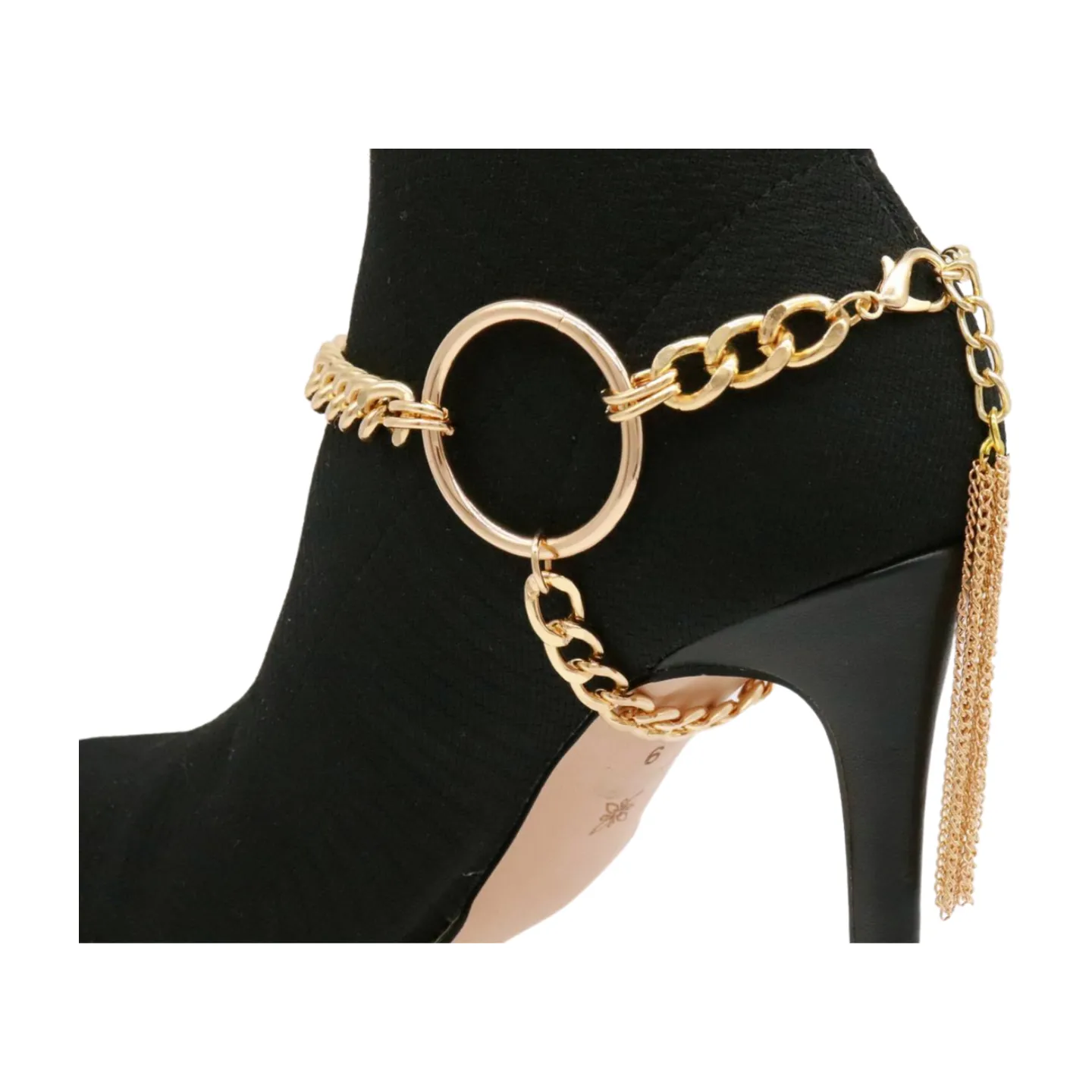 Gold Chain Boot Bracelet Shoe Circle Under Charm Tassel