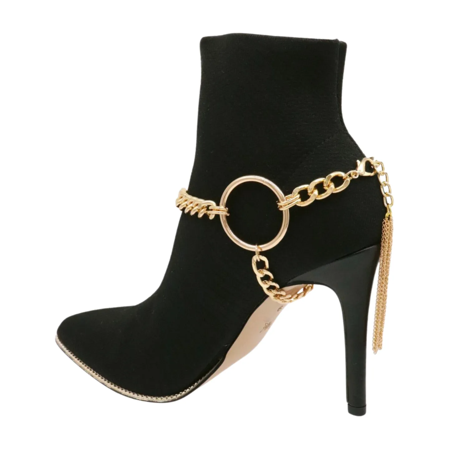 Gold Chain Boot Bracelet Shoe Circle Under Charm Tassel