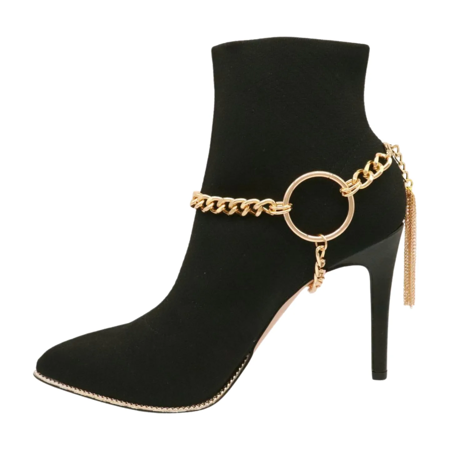 Gold Chain Boot Bracelet Shoe Circle Under Charm Tassel