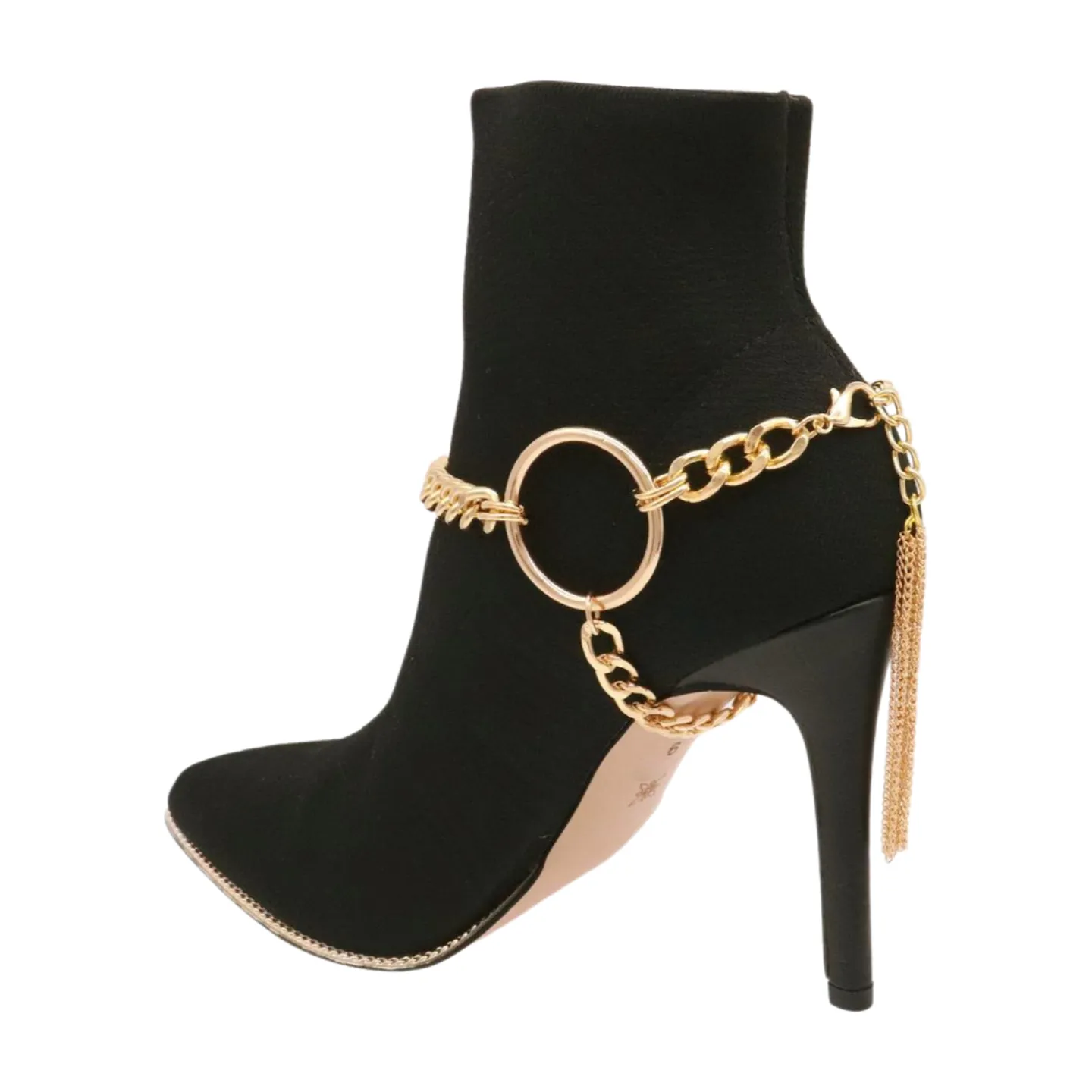 Gold Chain Boot Bracelet Shoe Circle Under Charm Tassel