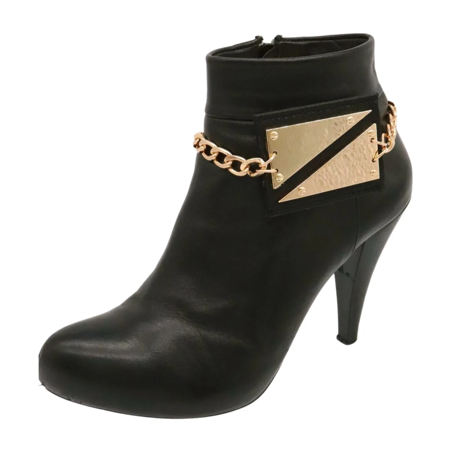 Gold Geometric Metal Two Triangles Charm Chain Boot Strap