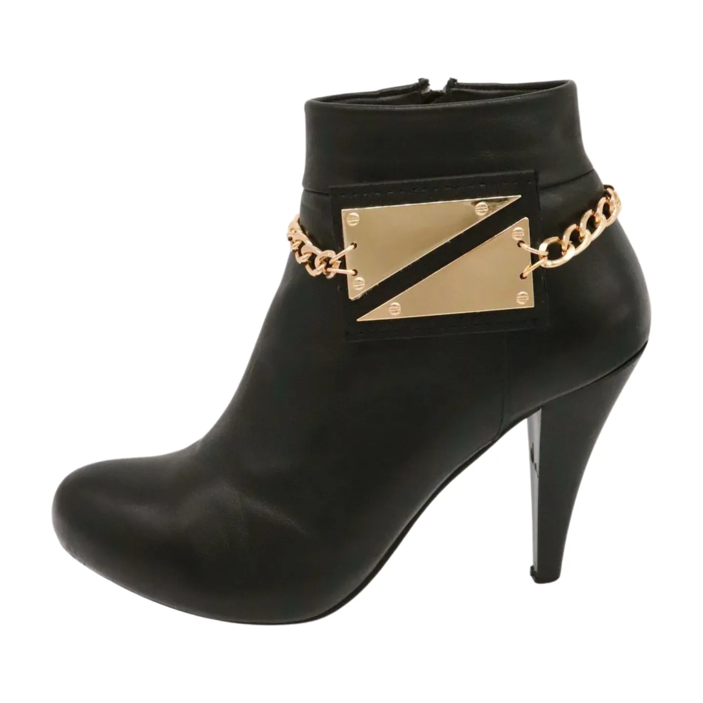 Gold Geometric Metal Two Triangles Charm Chain Boot Strap