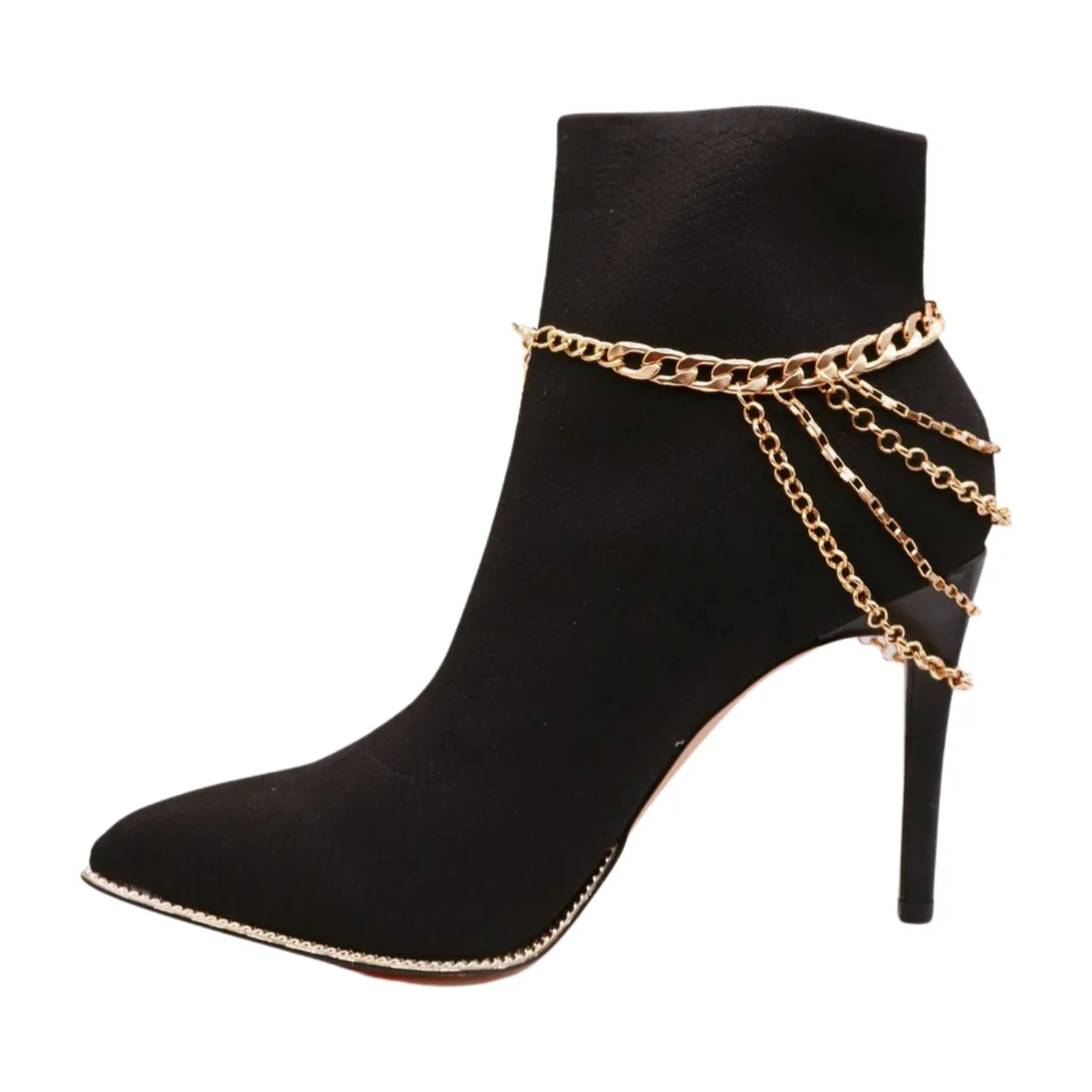 Gold Metal Boot Chain Bracelet Anklet Shoe Multi Strand Wave Charm