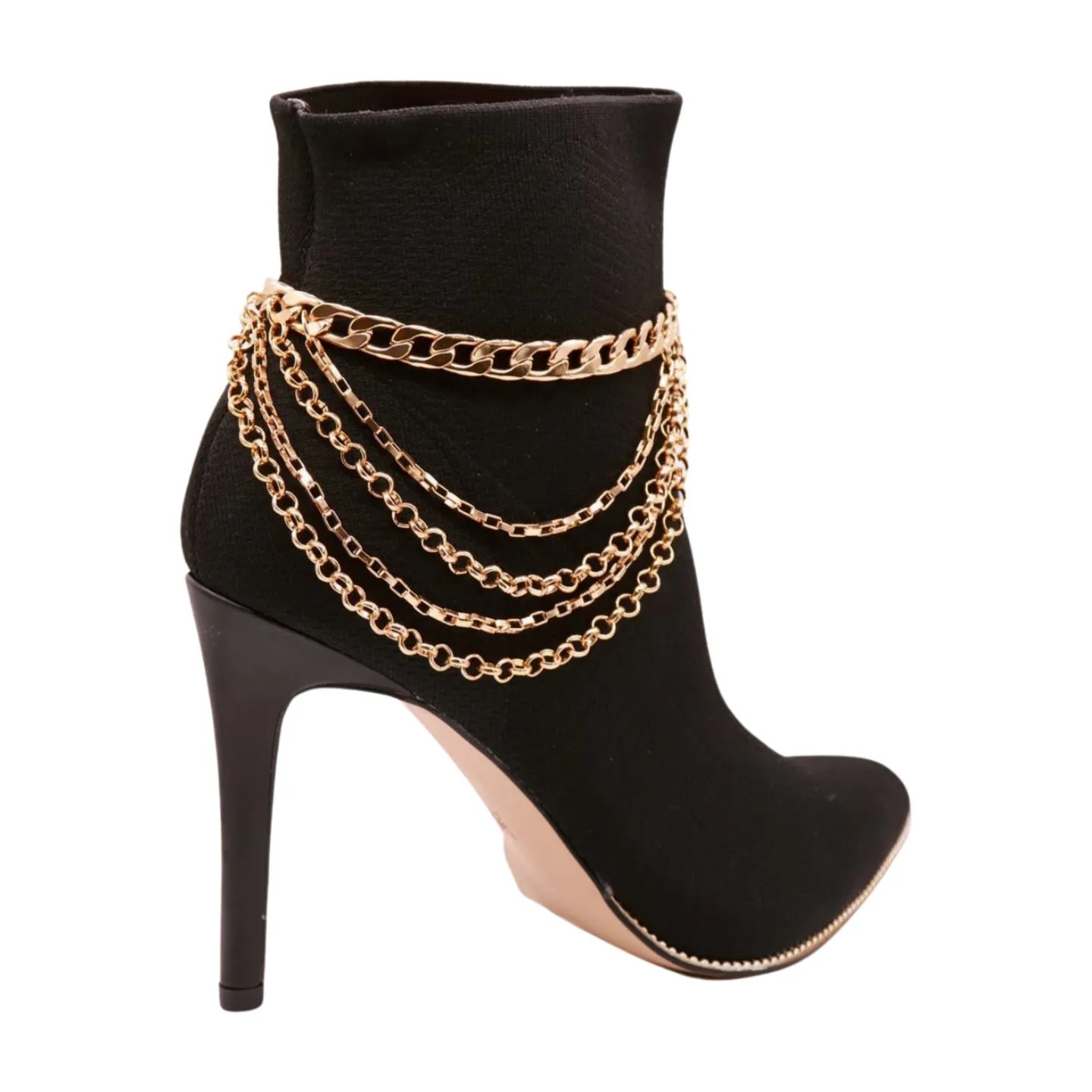 Gold Metal Boot Chain Bracelet Anklet Shoe Multi Strand Wave Charm