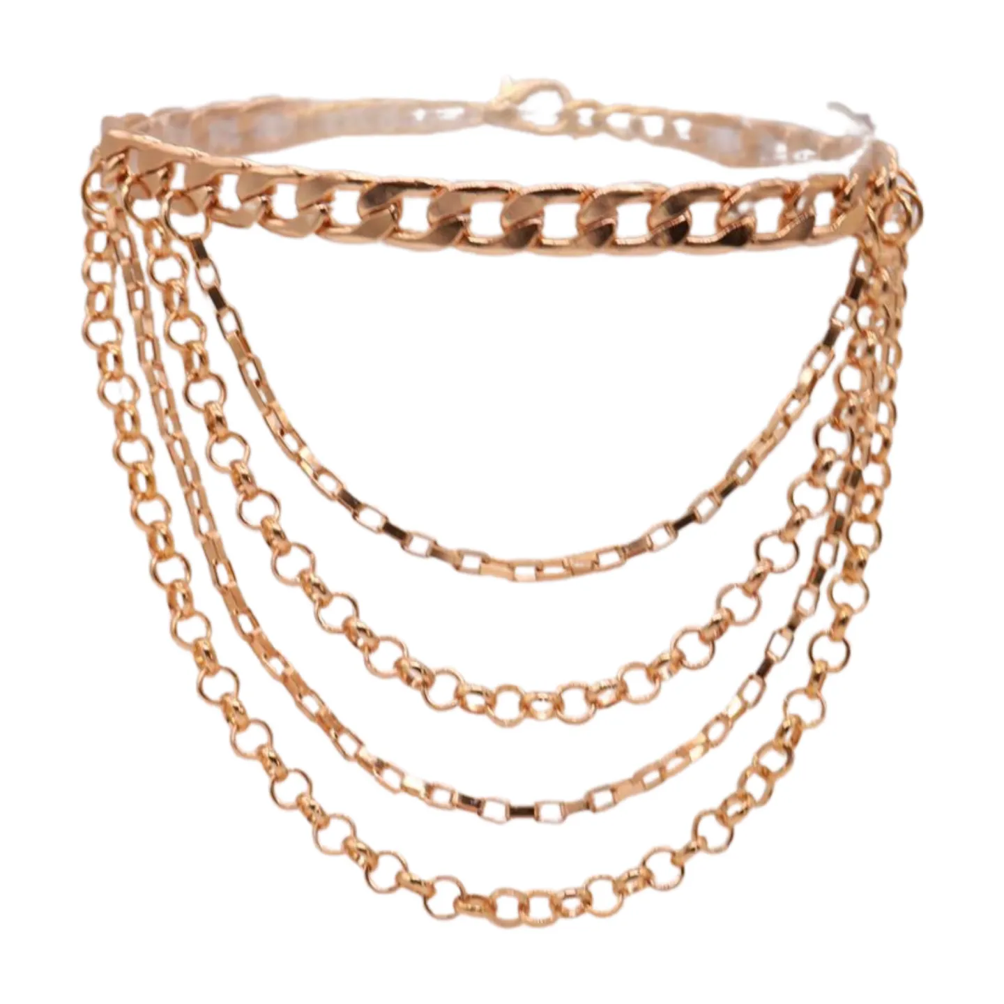 Gold Metal Boot Chain Bracelet Anklet Shoe Multi Strand Wave Charm