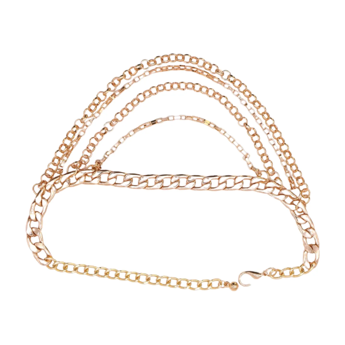 Gold Metal Boot Chain Bracelet Anklet Shoe Multi Strand Wave Charm