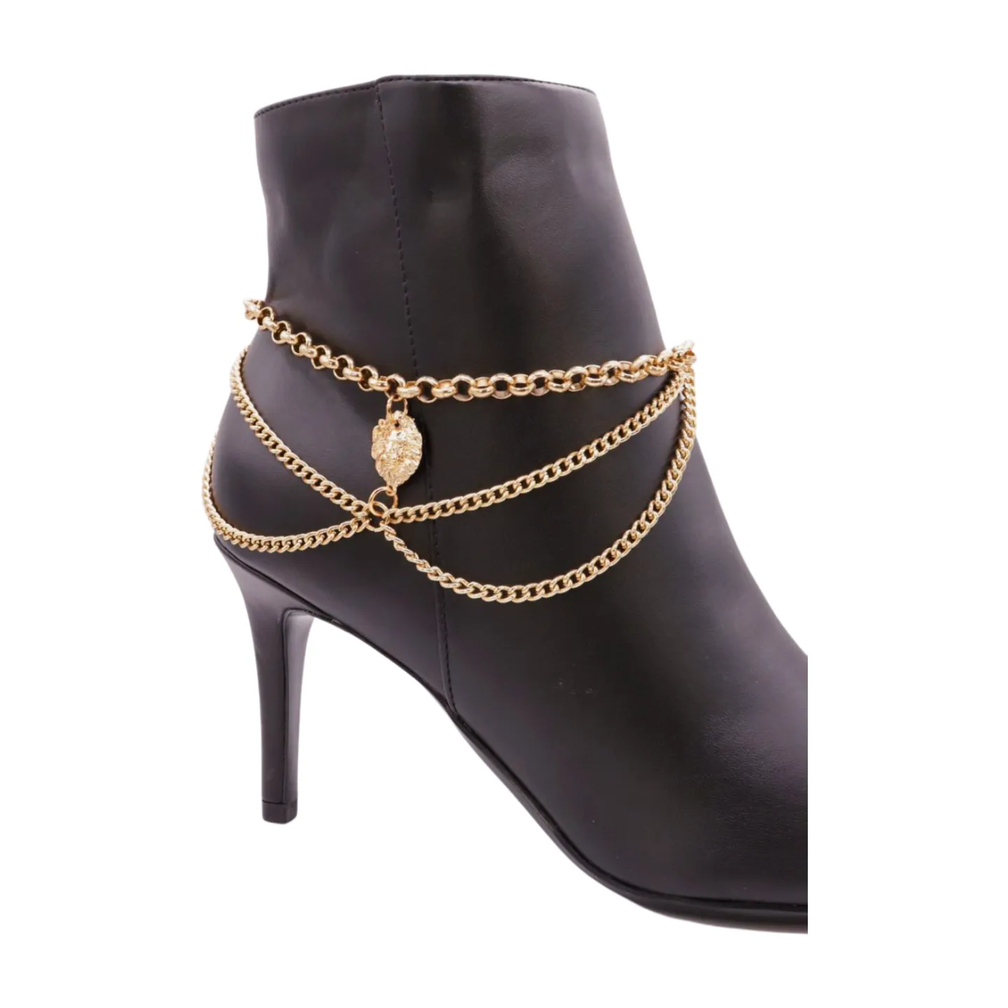 Gold Metal Boot Chain Bracelet Shoe Anklet Wave Lion Charm