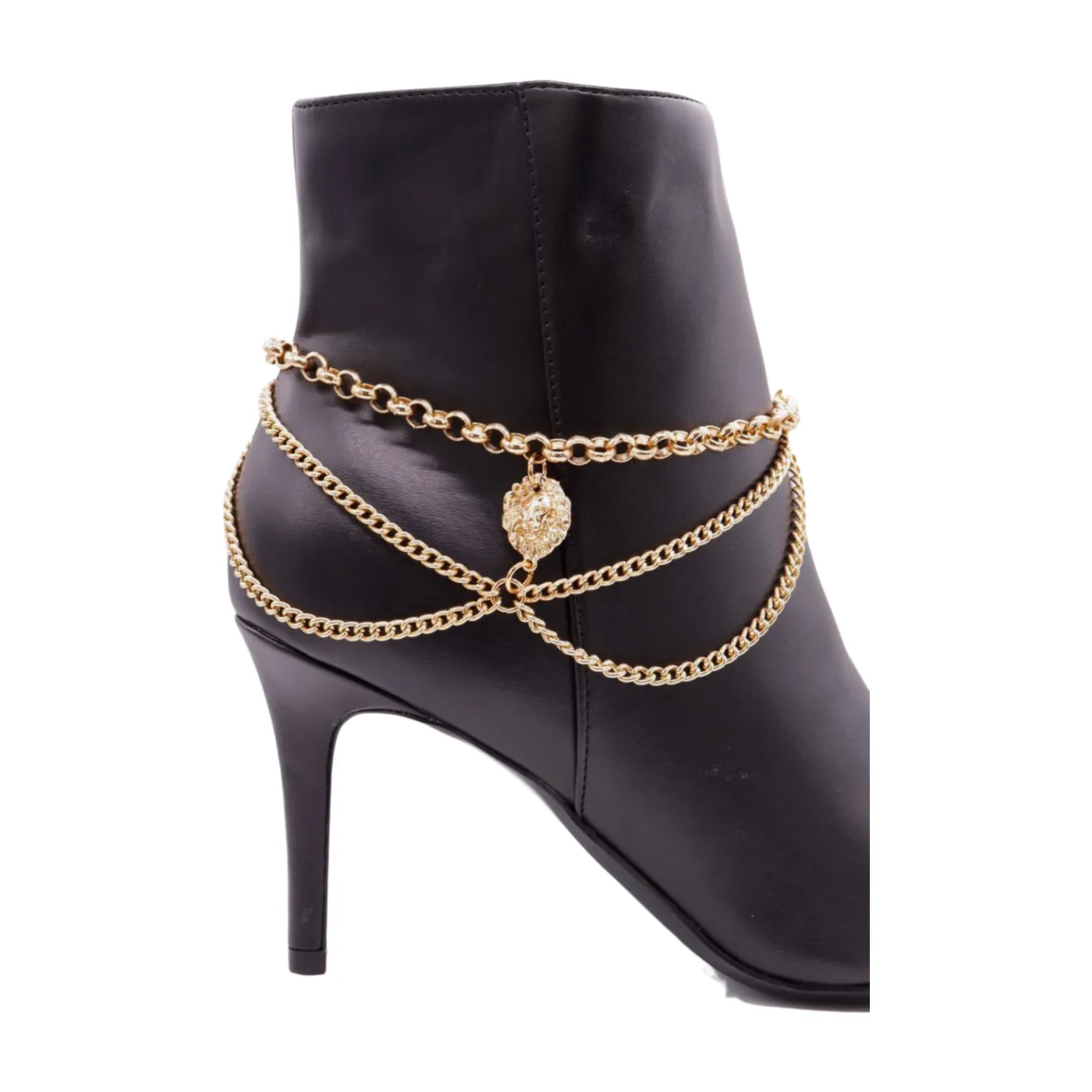 Gold Metal Boot Chain Bracelet Shoe Anklet Wave Lion Charm