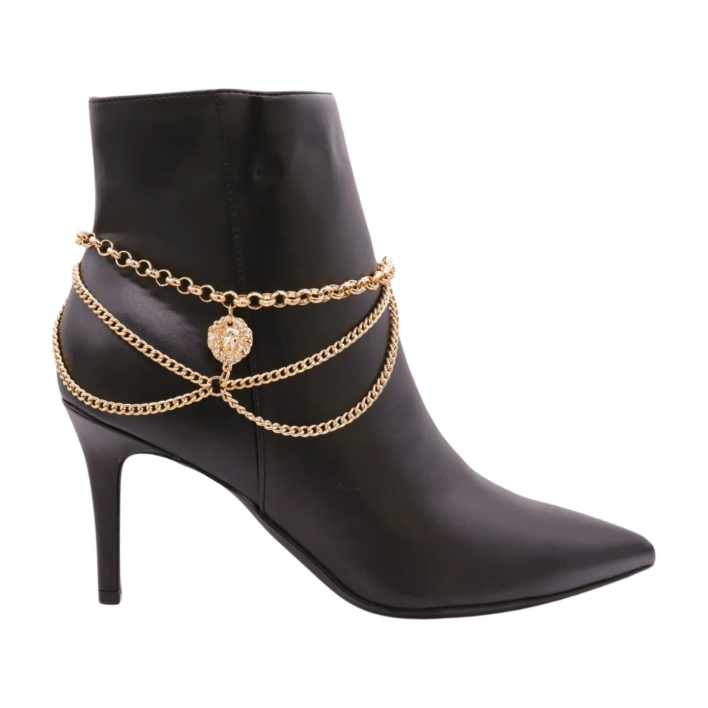 Gold Metal Boot Chain Bracelet Shoe Anklet Wave Lion Charm