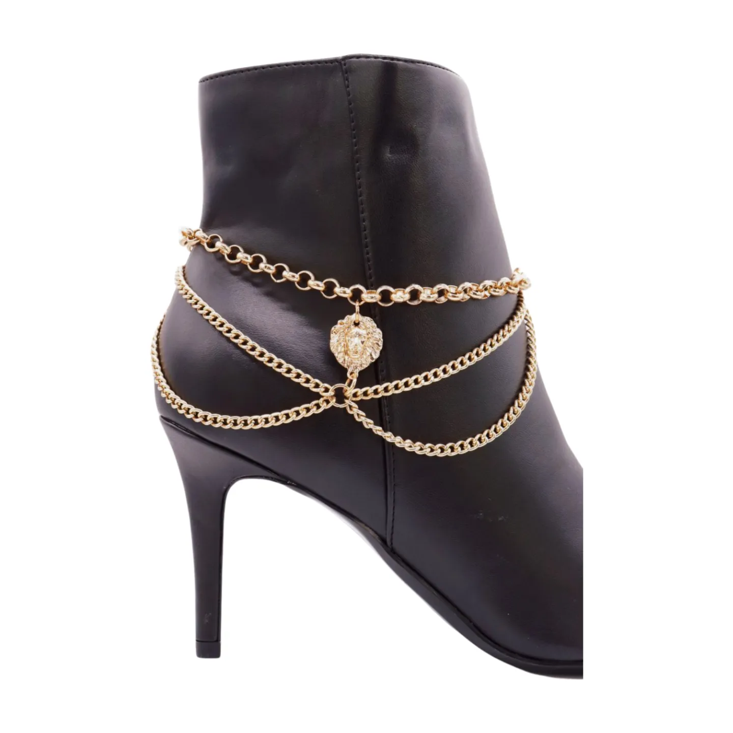 Gold Metal Boot Chain Bracelet Shoe Anklet Wave Lion Charm