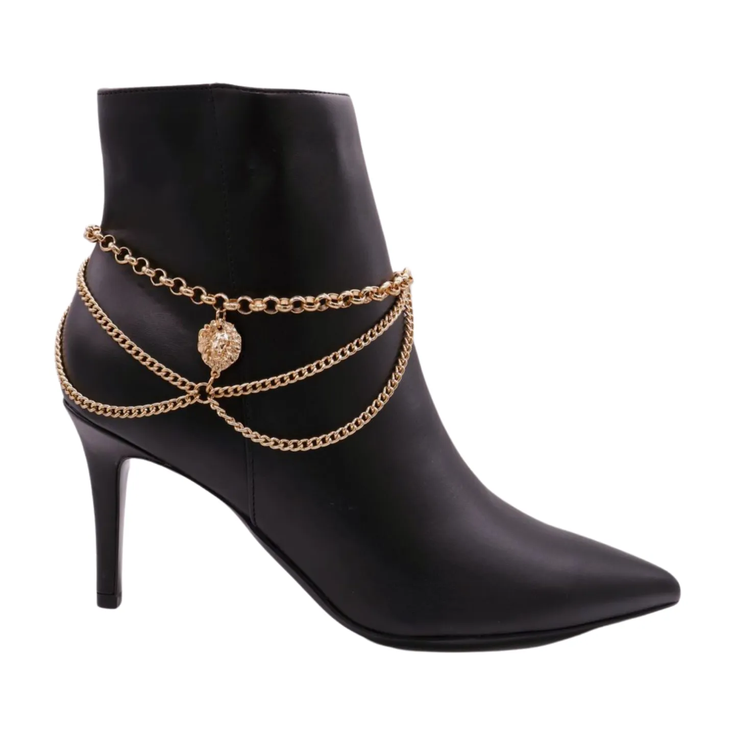 Gold Metal Boot Chain Bracelet Shoe Anklet Wave Lion Charm