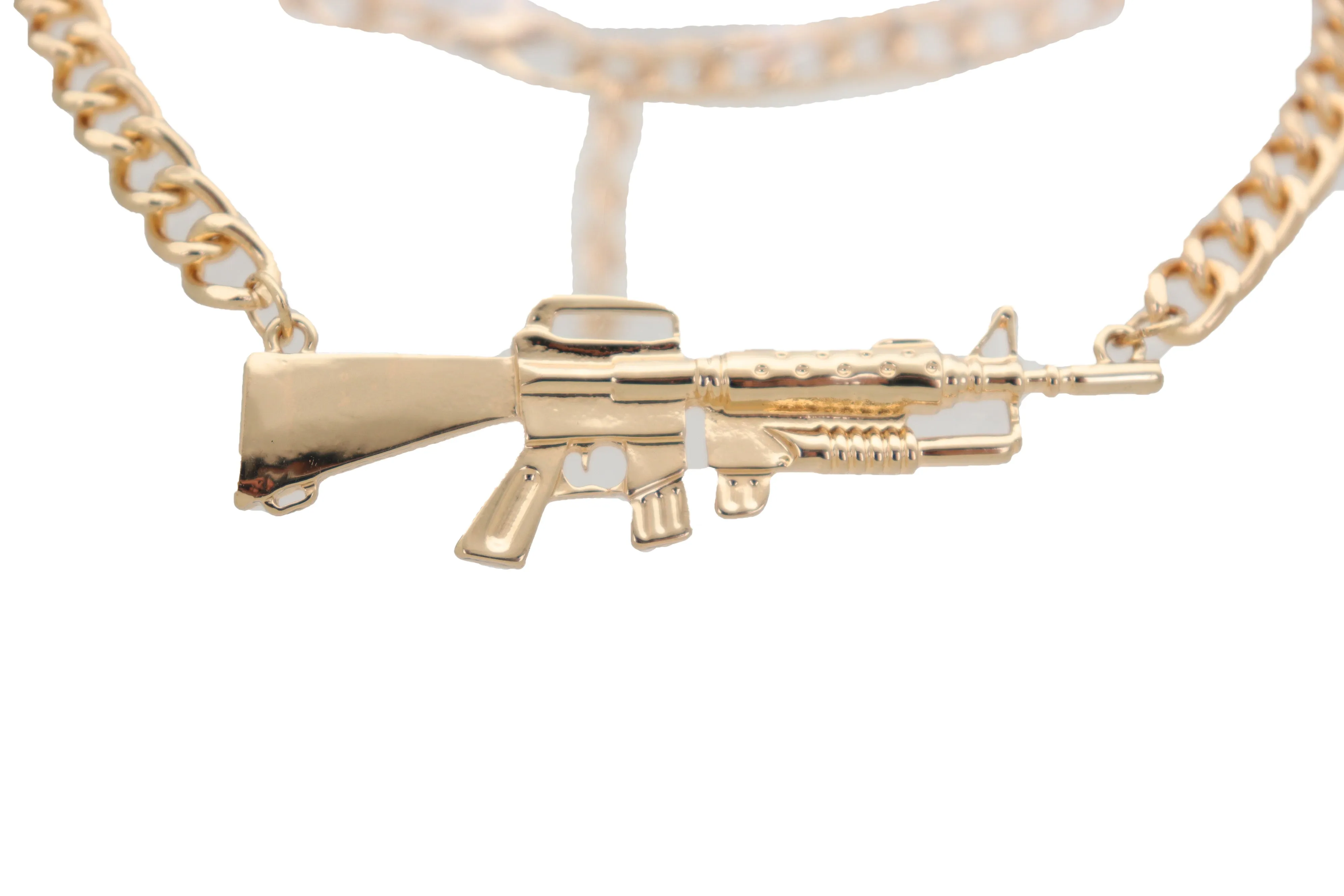 Gold Metal Boot Chain Bracelet Shoe Jewelry Weapon M16 Gun Rifle Charm