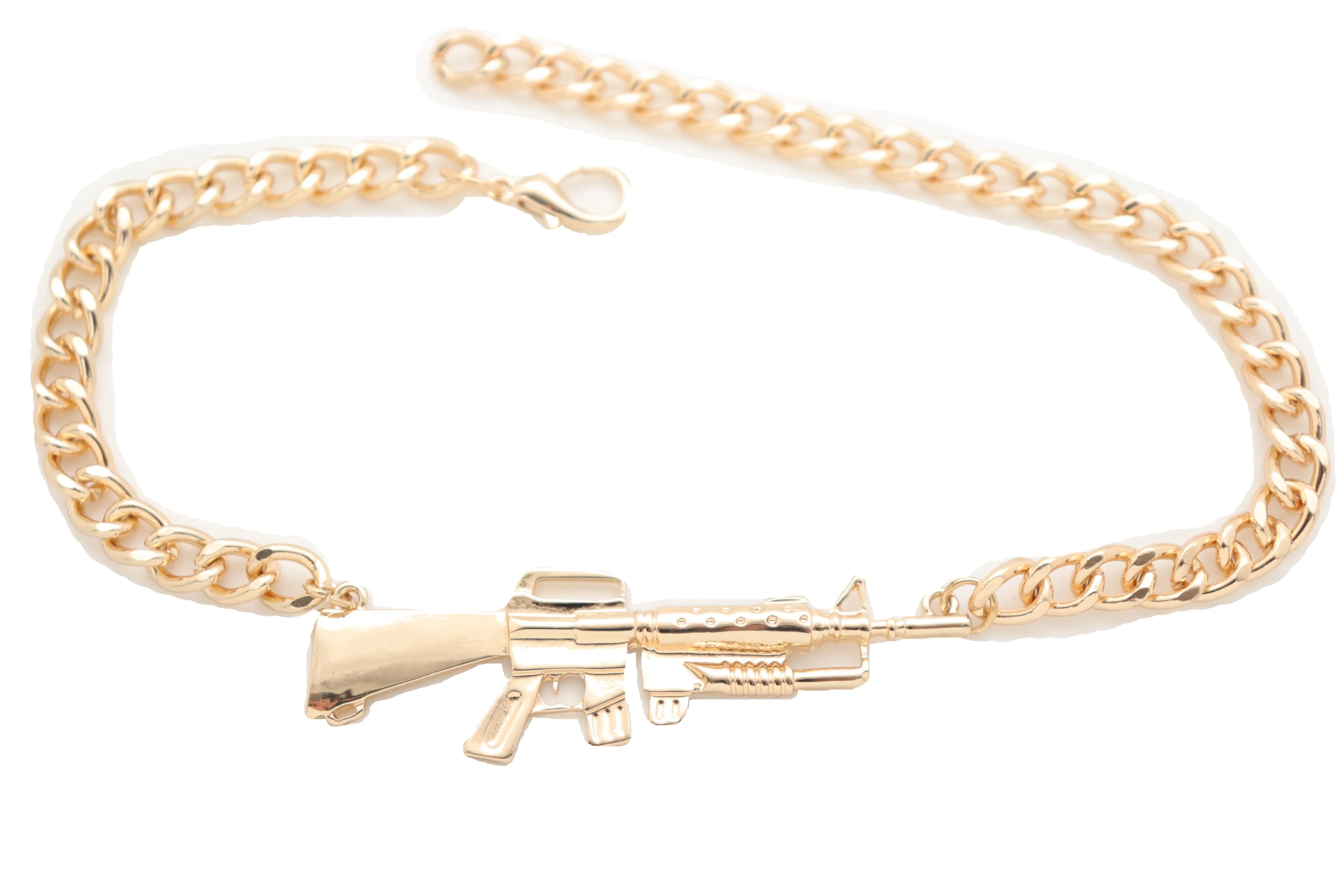 Gold Metal Boot Chain Bracelet Shoe Jewelry Weapon M16 Gun Rifle Charm