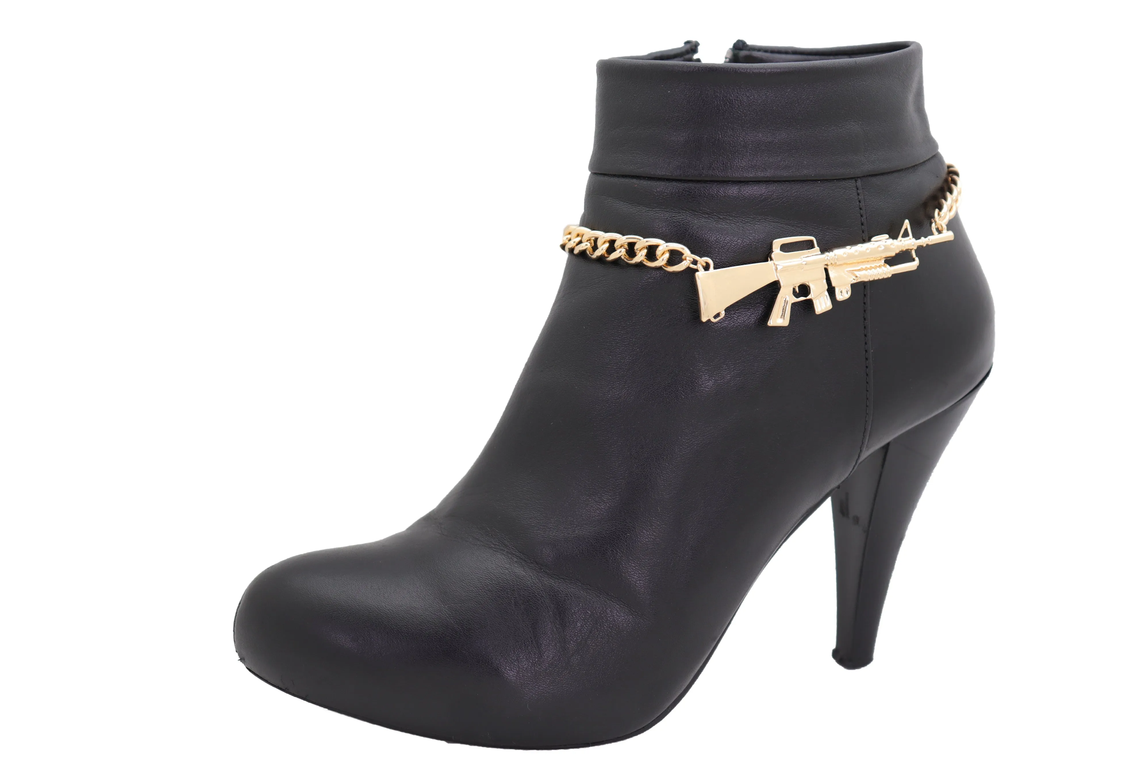 Gold Metal Boot Chain Bracelet Shoe Jewelry Weapon M16 Gun Rifle Charm