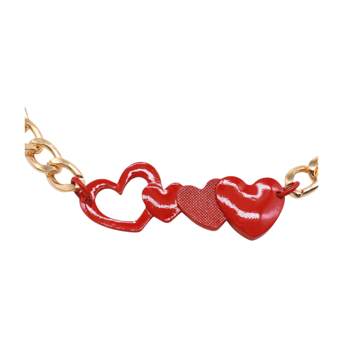 Gold Metal Boot Chain Bracelet Shoe Red Heart Charm