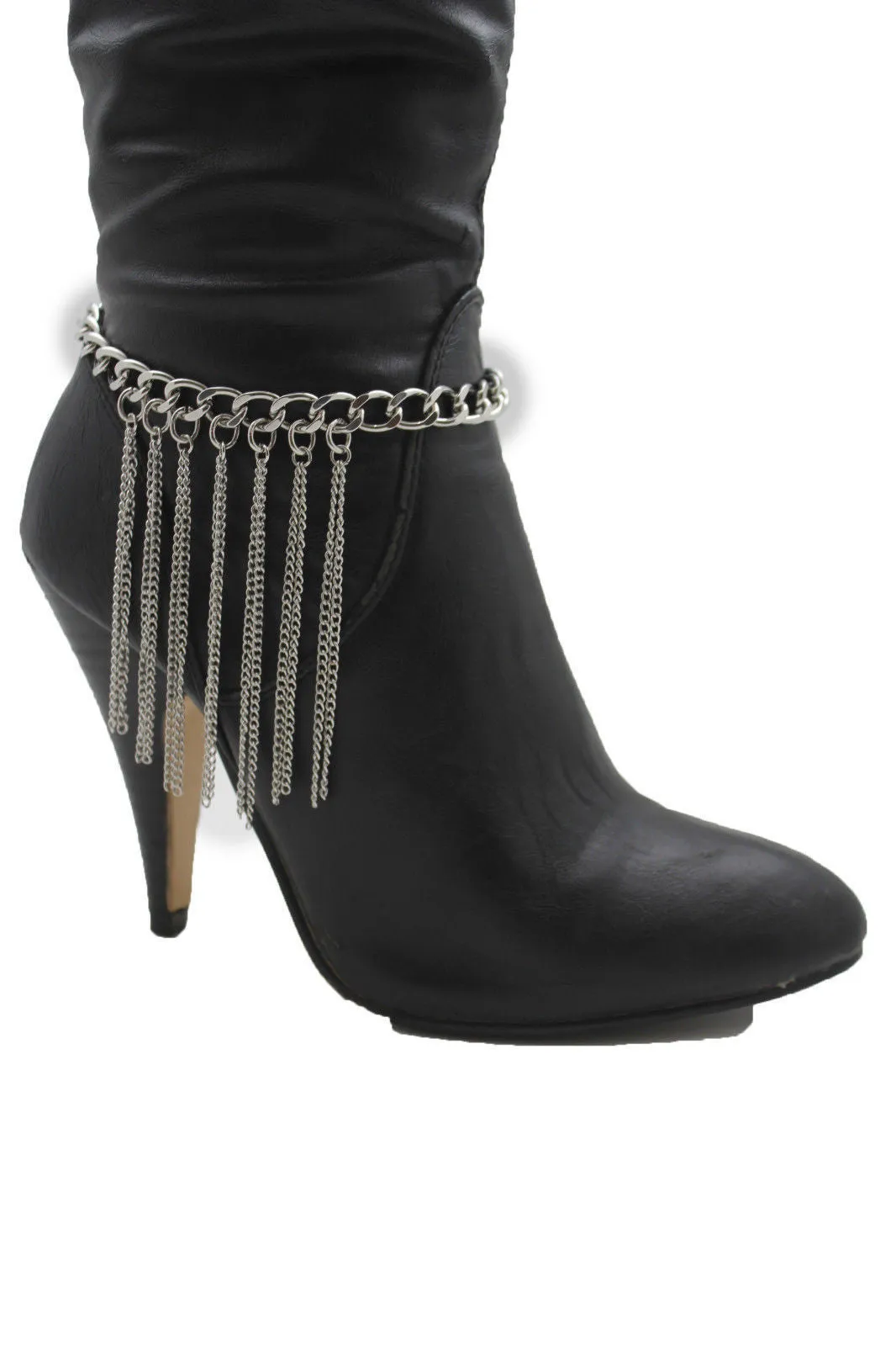 Gold Metal Boot Chain Links Bracelet Western Shoe Basic Anklet Jewelry