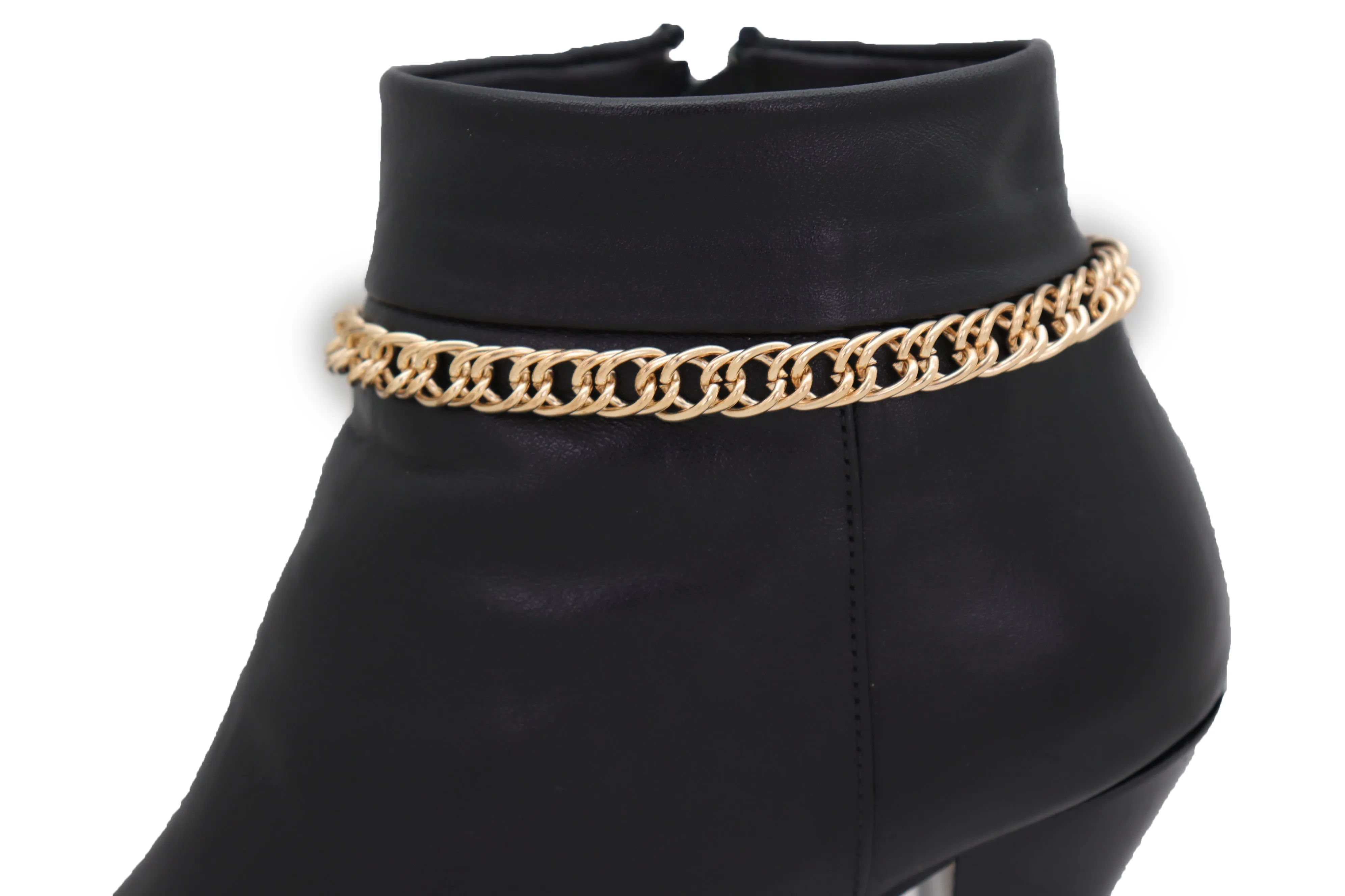 Gold Metal Boot Chain Links Bracelet Western Shoe Basic Anklet Jewelry