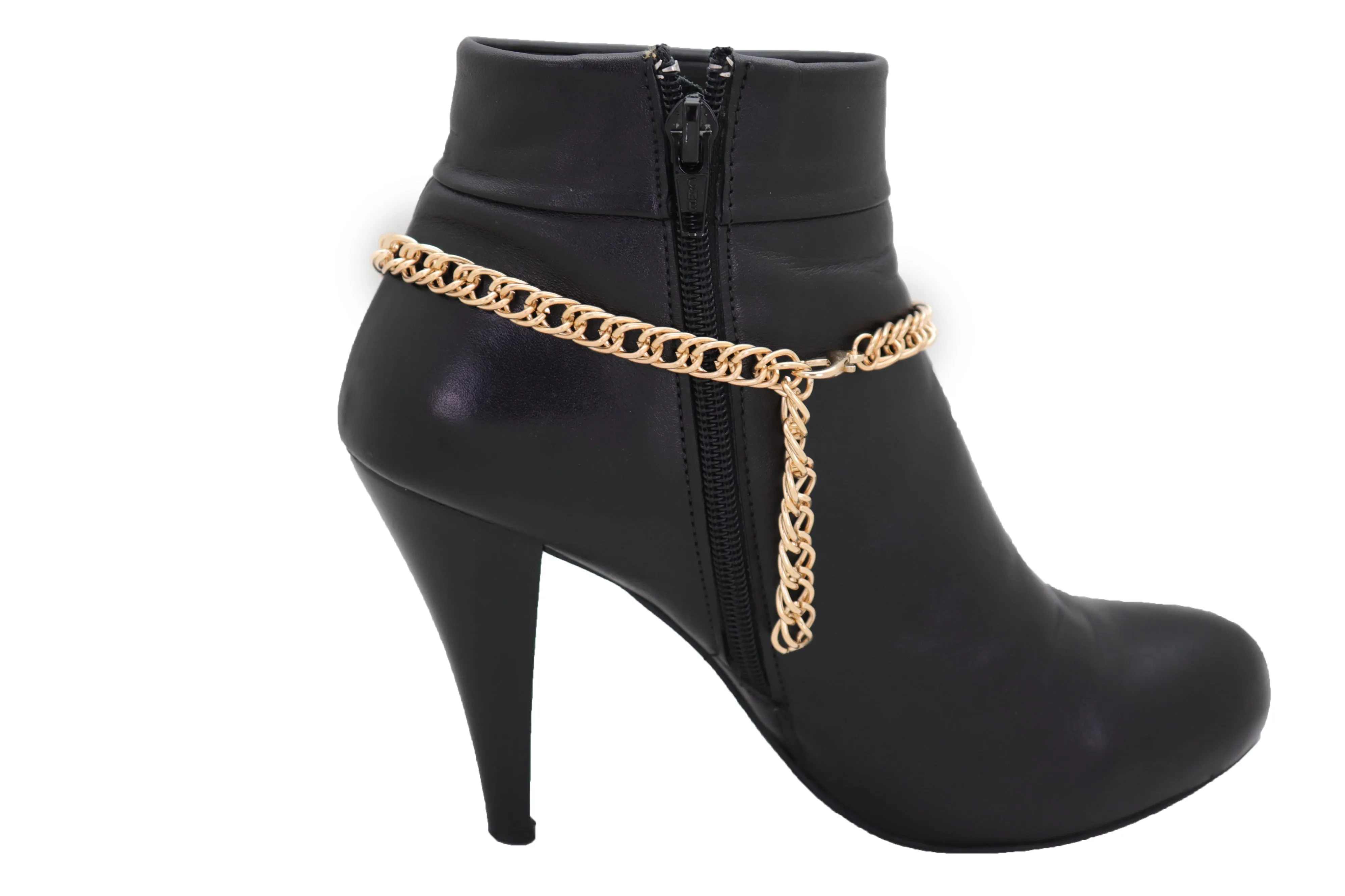 Gold Metal Boot Chain Links Bracelet Western Shoe Basic Anklet Jewelry