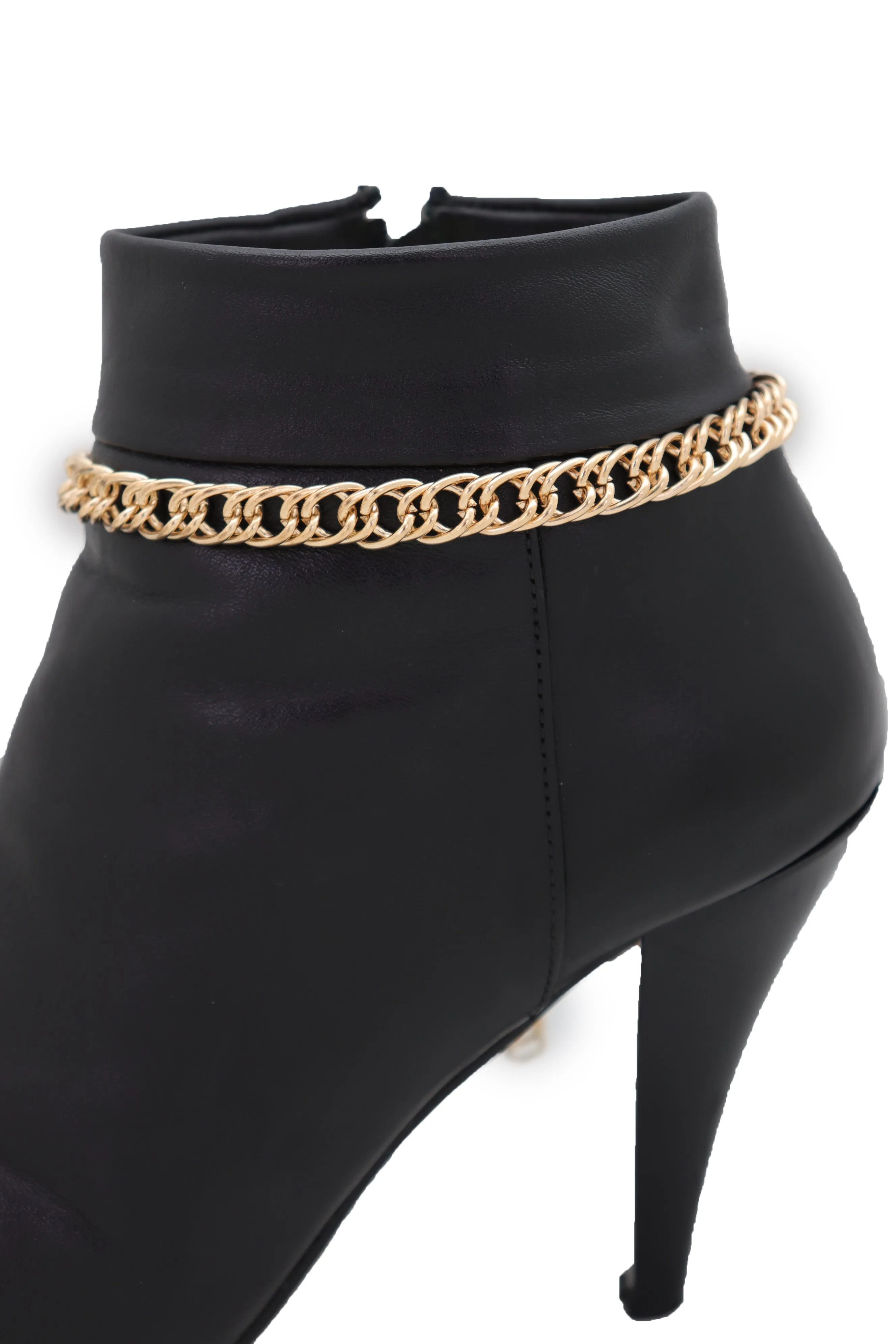 Gold Metal Boot Chain Links Bracelet Western Shoe Basic Anklet Jewelry