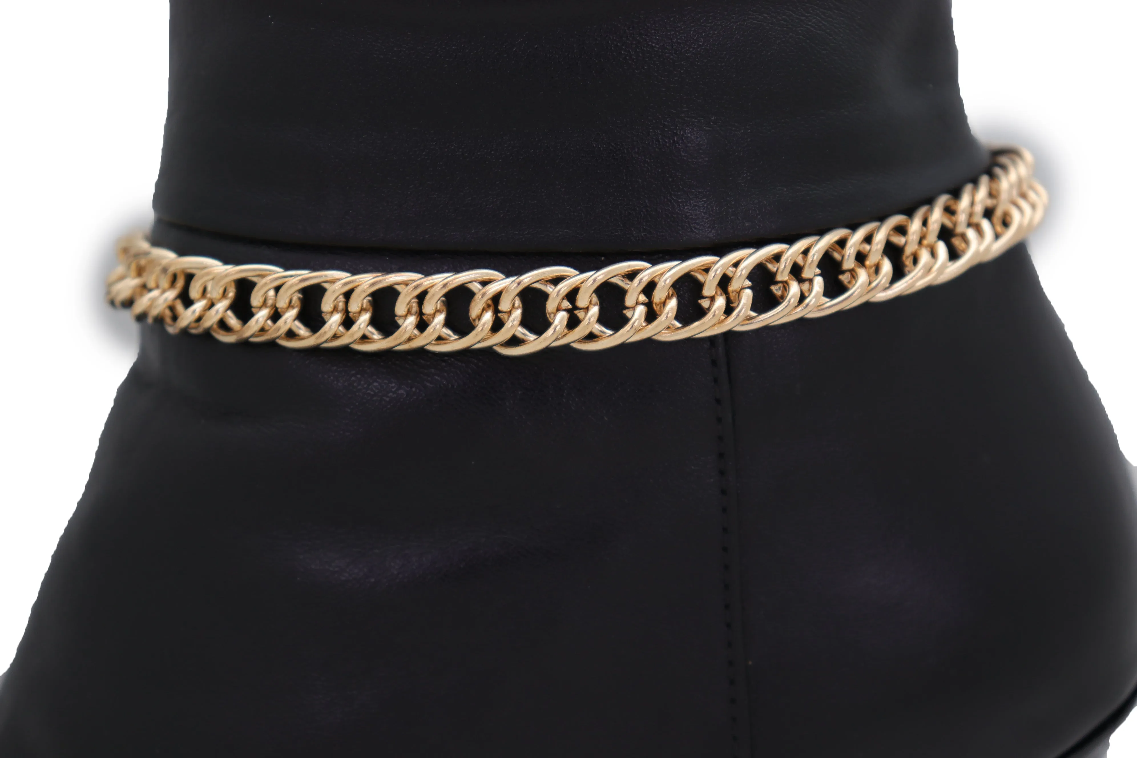 Gold Metal Boot Chain Links Bracelet Western Shoe Basic Anklet Jewelry