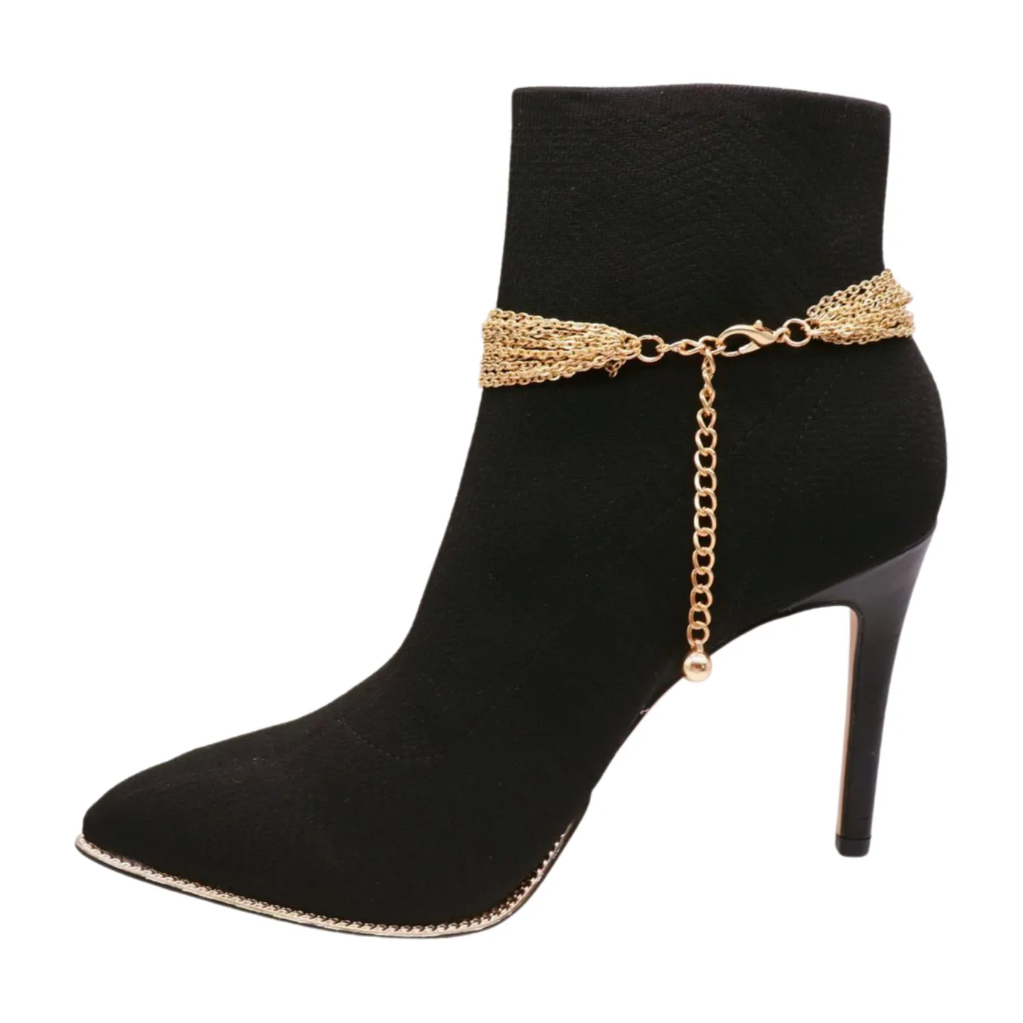 Gold Metal Chain Boot Bracelet Shoe Circle Ring Charm