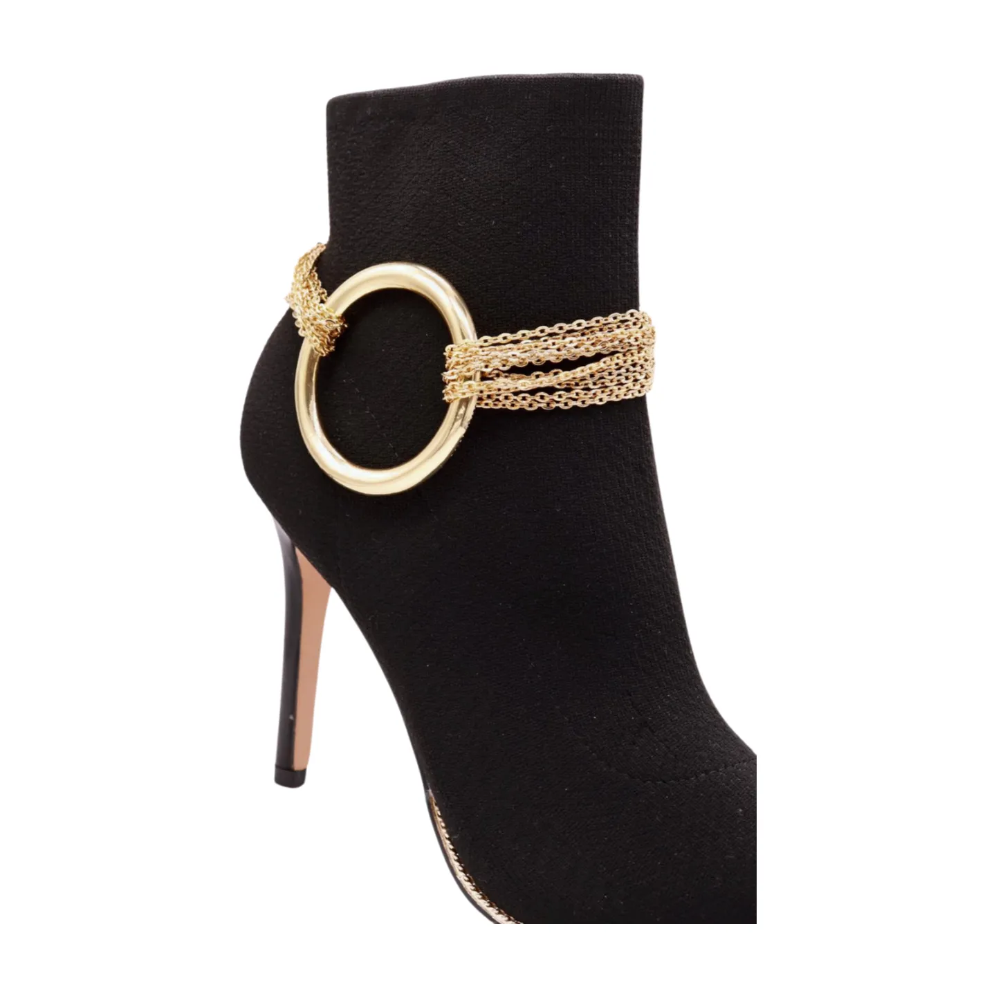 Gold Metal Chain Boot Bracelet Shoe Circle Ring Charm